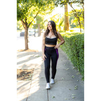 Ready to Ship | The Presley - Purple Panel Full Length Leggings