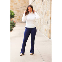 Navy FLARE Leggings with Pocket - Round 2