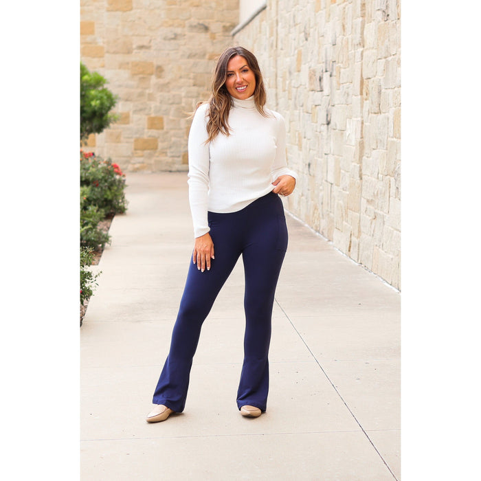 Navy FLARE Leggings with Pocket - Round 2