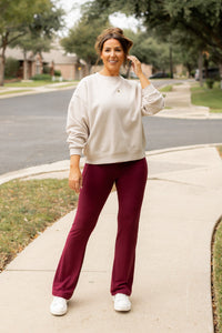 The Maeve - 30"  MAROON Bootcut Leggings with Pockets*