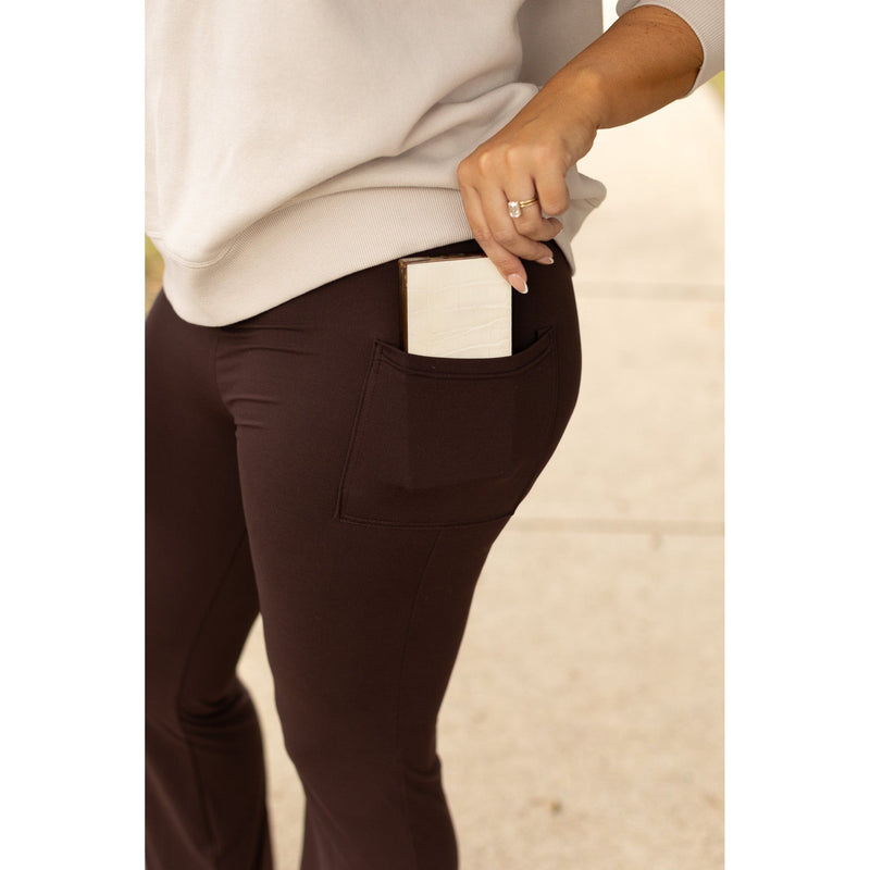 The Rhea - 30"  BROWN Bootcut Leggings with Pockets*