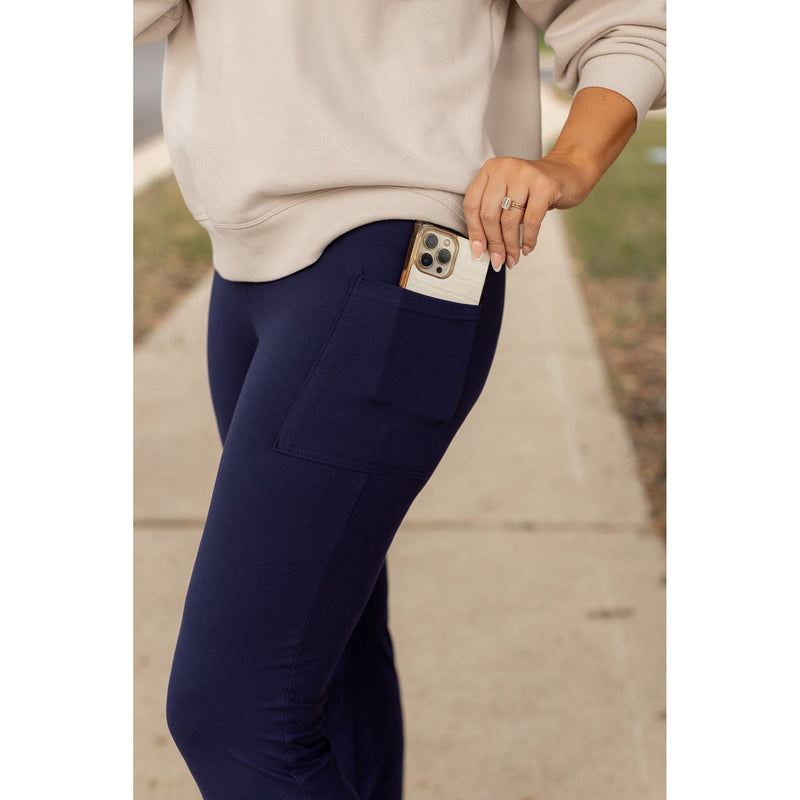 The Mila - 30"  NAVY Bootcut Leggings with Pockets*