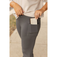 The Cassie - 30"  CHARCOAL Bootcut Leggings with Pockets - Round 2