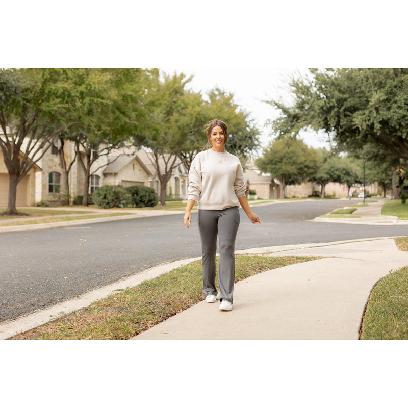 The Cassie - 30"  CHARCOAL Bootcut Leggings with Pockets*