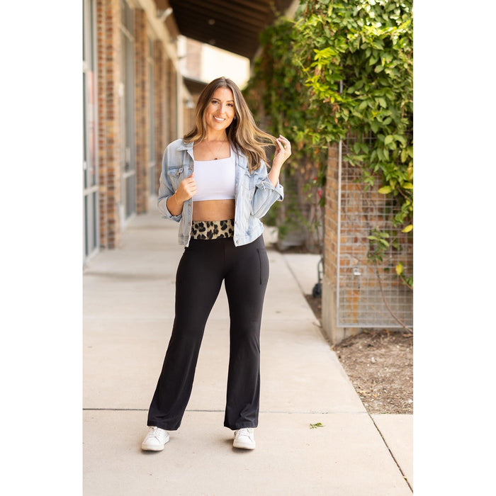Kristen - Leopard Fold Over Bootcut Leggings*