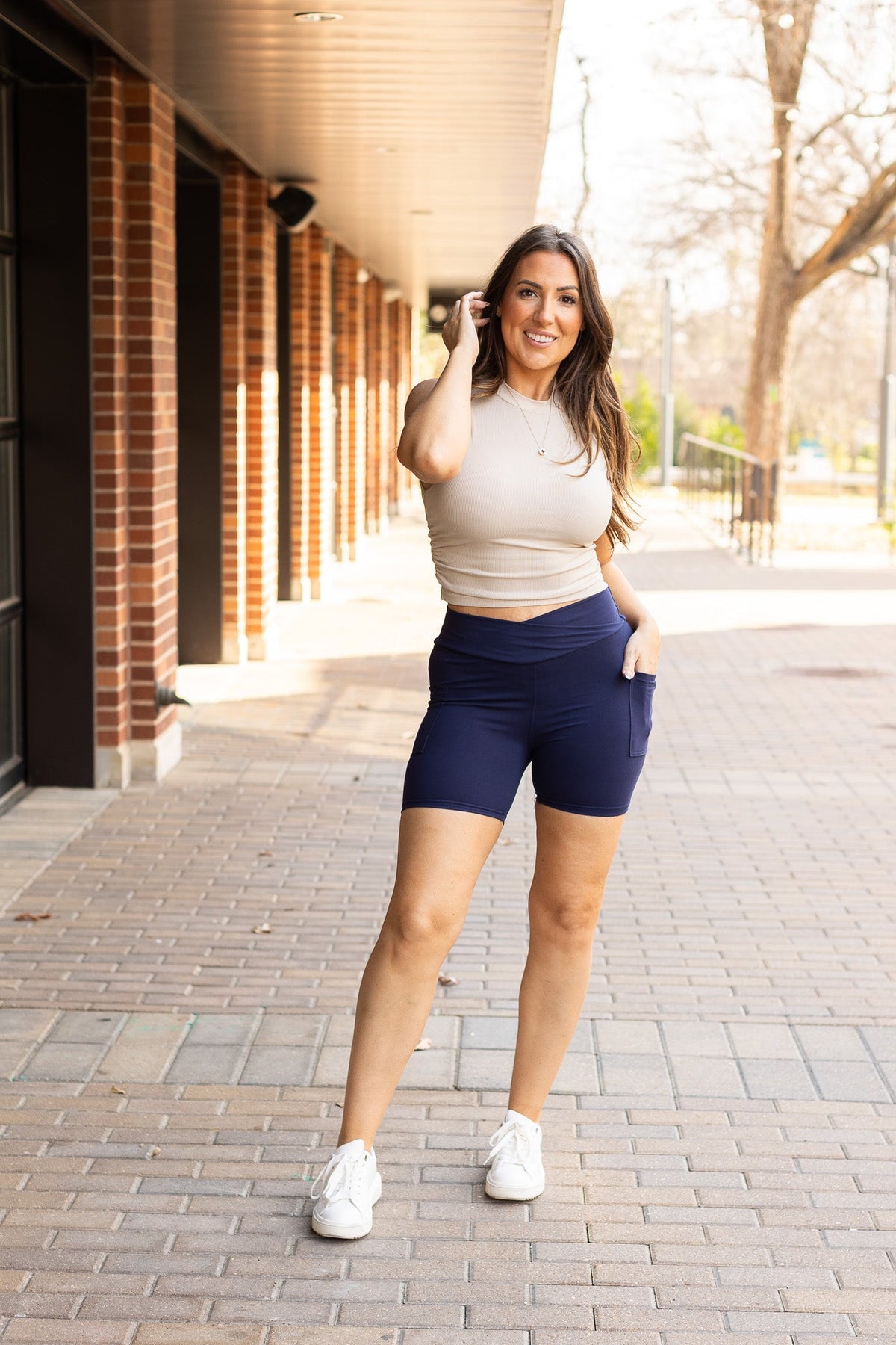 The Abby - NAVY Crossover Biker 5" Shorts  - Luxe Leggings by Julia Rose®