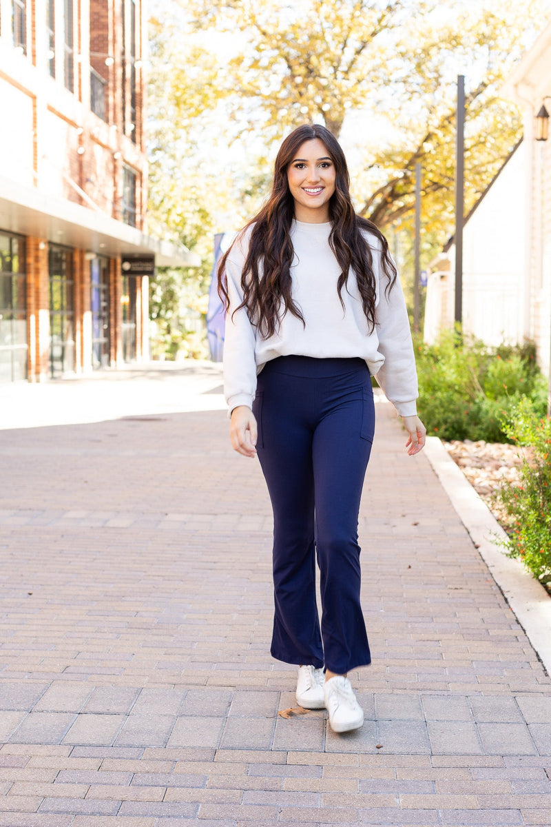 The Mila - 30"  NAVY Bootcut Leggings with Pockets*