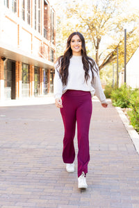 The Maeve - 30"  MAROON Bootcut Leggings with Pockets*