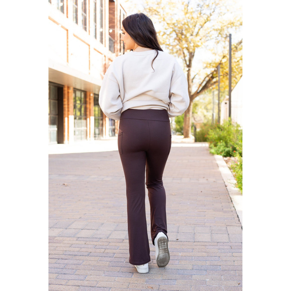 The Rhea - 30"  BROWN Bootcut Leggings with Pockets*