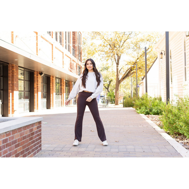 The Rhea - 30"  BROWN Bootcut Leggings with Pockets Round 2