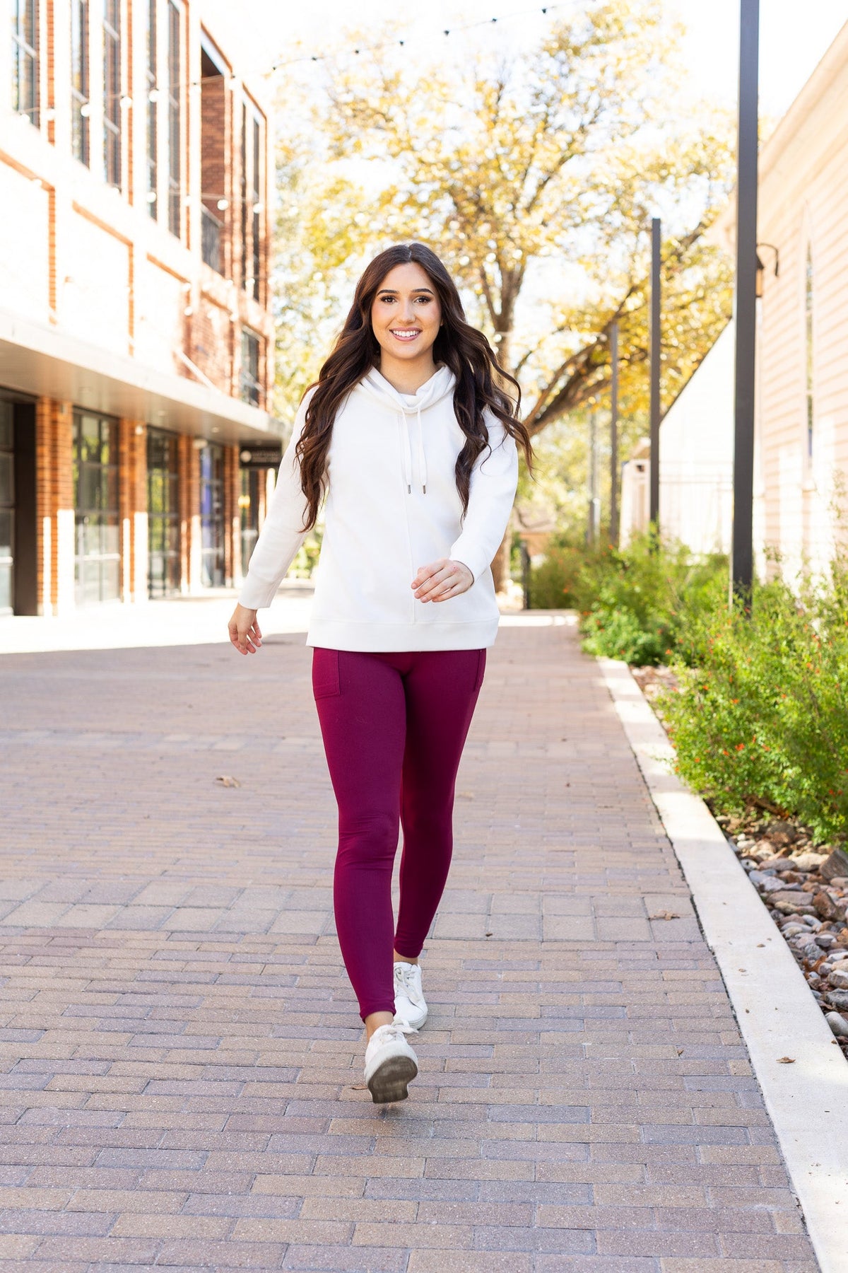 The Molly - MAROON Crossover Full Length Leggings with Pockets  - Luxe Leggings by Julia Rose®