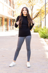 The Caitlin - CHARCOAL Crossover Full Length Leggings with Pockets  - Luxe Leggings by Julia Rose®