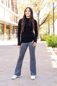 The Cassie - 30"  CHARCOAL Bootcut Leggings with Pockets*