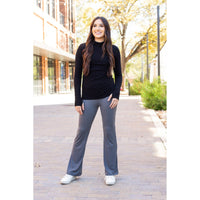 The Cassie - 30"  CHARCOAL Bootcut Leggings with Pockets - Round 2