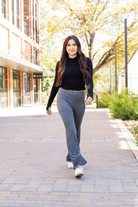 The Cassie - 30"  CHARCOAL Bootcut Leggings with Pockets*