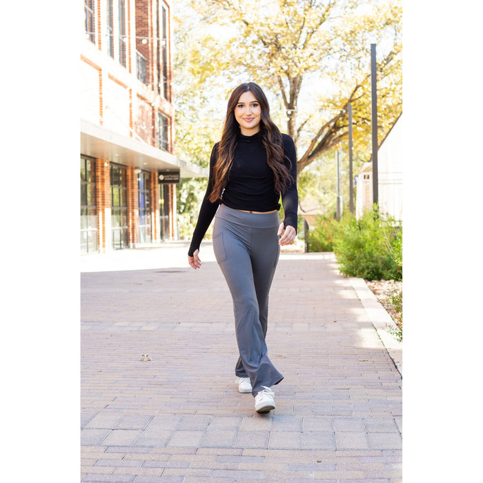 The Cassie - 30"  CHARCOAL Bootcut Leggings with Pockets*