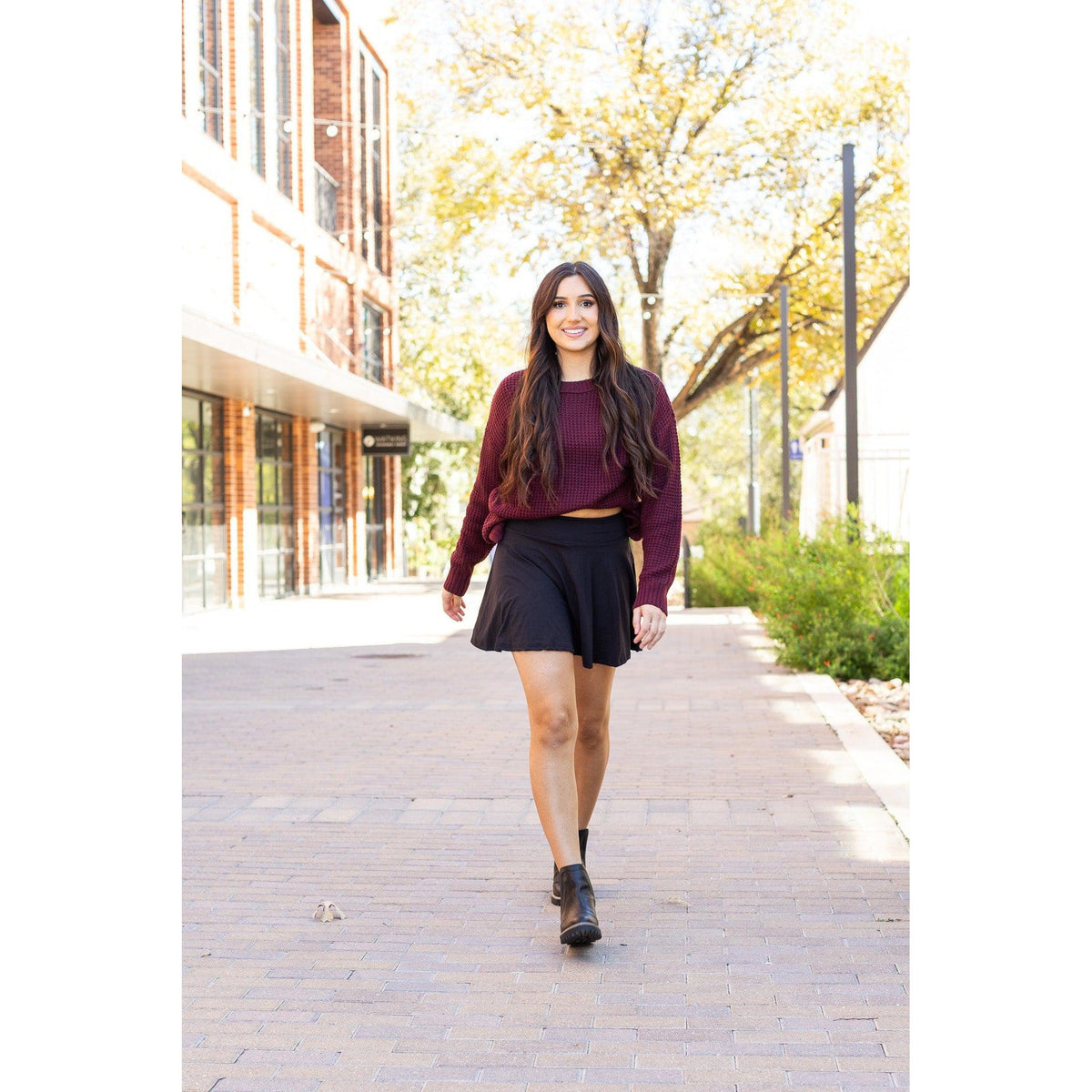 Julia Rose The Brielle black skort, Women wearing black skort with built-in shorts