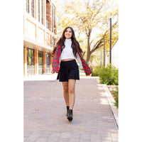 Julia Rose The Brielle black skort, Women wearing black skort with built-in shorts