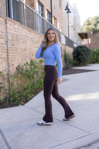 Julia Rose brown flare leggings high-waisted and buttery sof