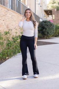 Julia Rose black flare leggings high-waisted and buttery soft