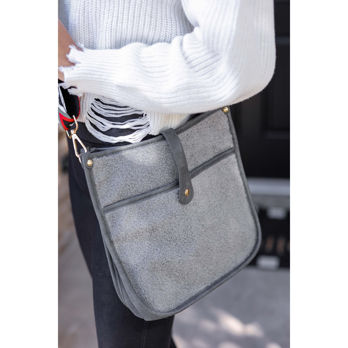Ready to Ship | The Shawna Gray Sherpa Vegan Leather Handbag