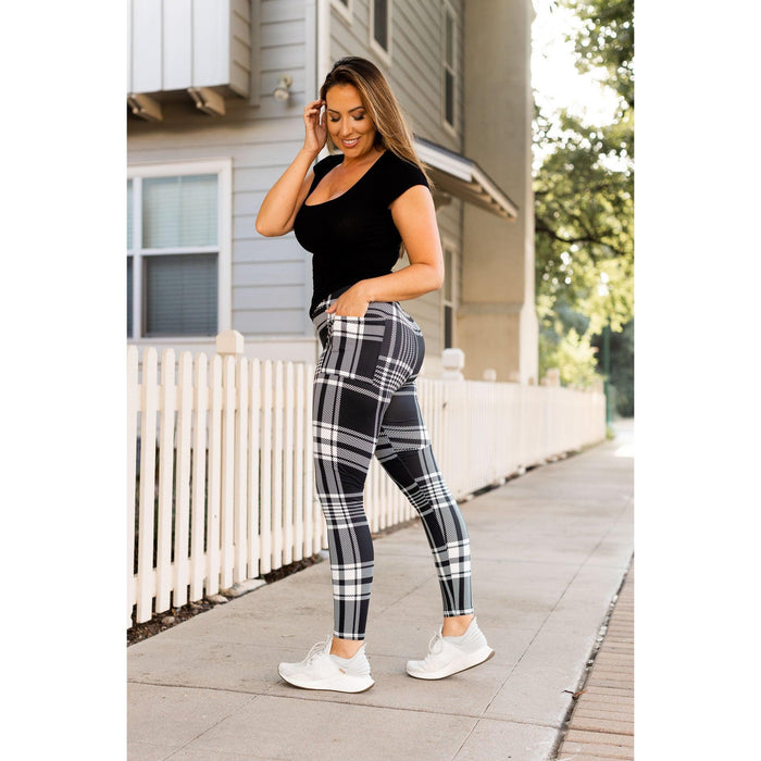 Black & White Plaid Leggings  - Luxe Leggings by Julia Rose®