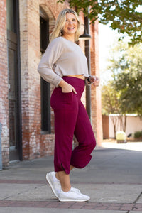 The Courtney - Maroon High Waisted Gaucho Pants