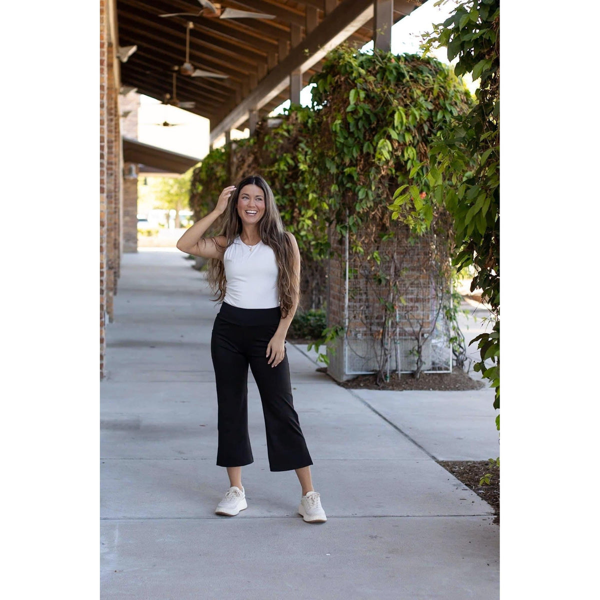 The Gabriella -Black  High Waisted Gaucho Pants - Round 5