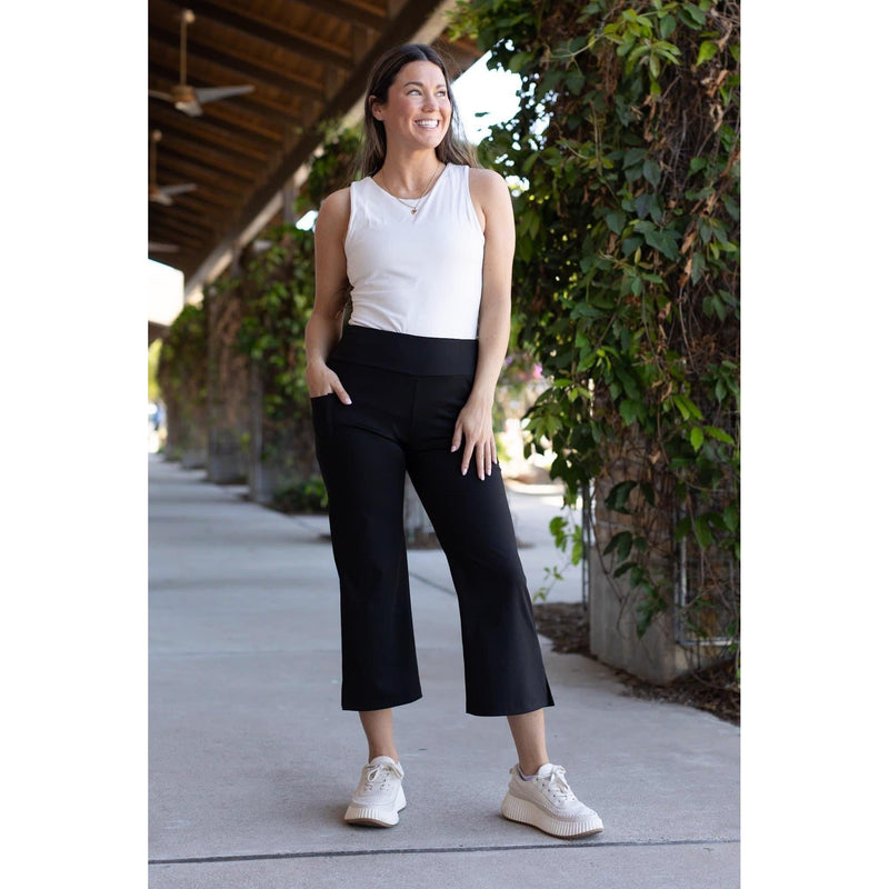 The Gabriella -Black  High Waisted Gaucho Pants - Round 5