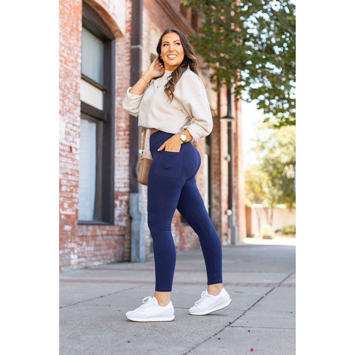 Navy Full Length with Pocket Leggings  - Luxe Leggings by Julia Rose®