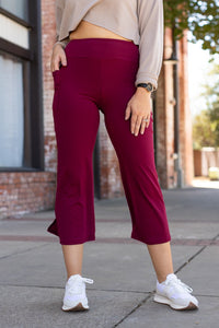 The Courtney - Maroon High Waisted Gaucho Pants