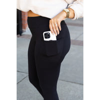 Black Full-Length Leggings with Pocket