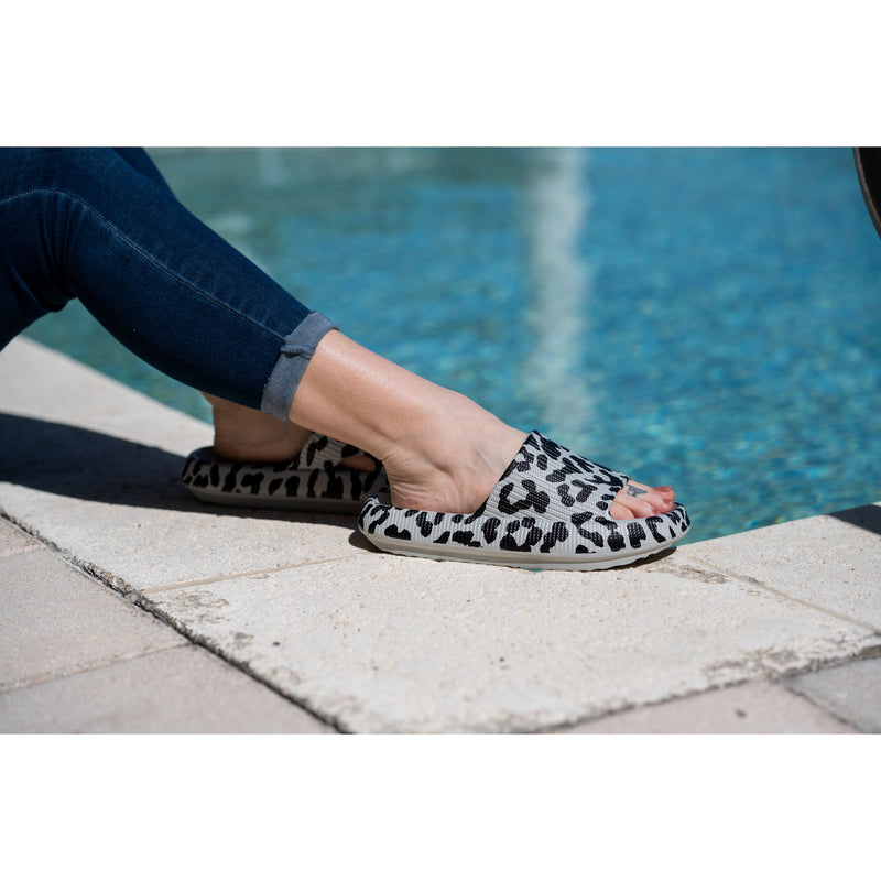 Gray Leopard Insanely Comfy -Beach or Casual Slides