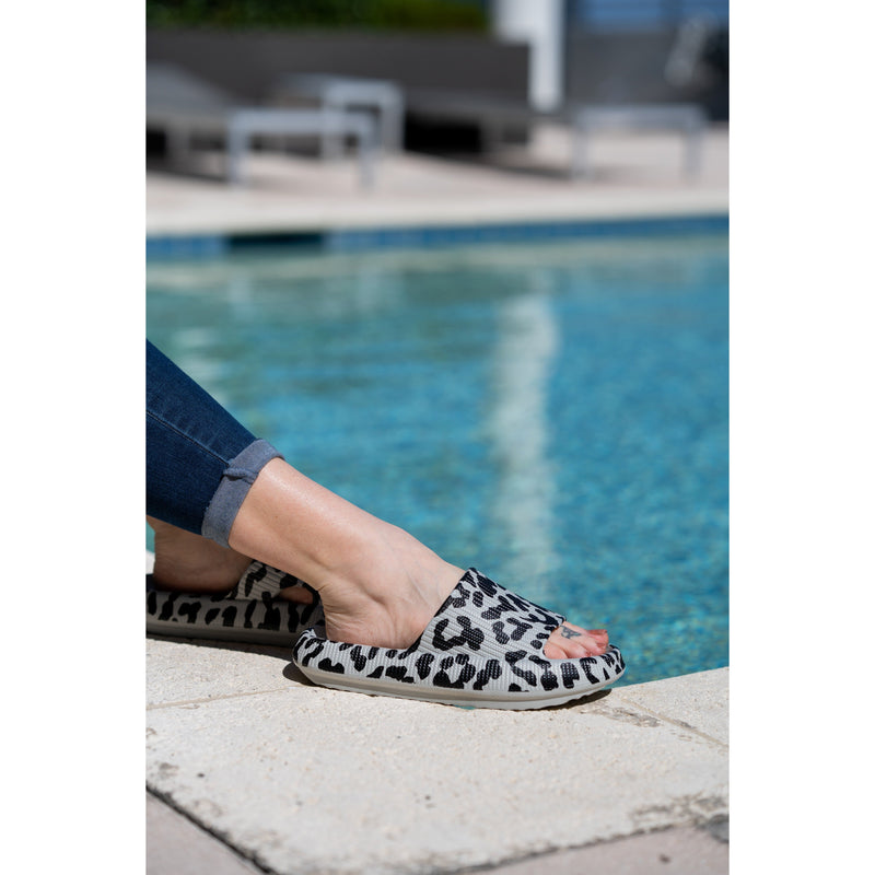 Gray Leopard Insanely Comfy -Beach or Casual Slides