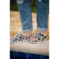 White Leopard Slides