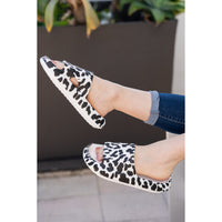 White Leopard Slides