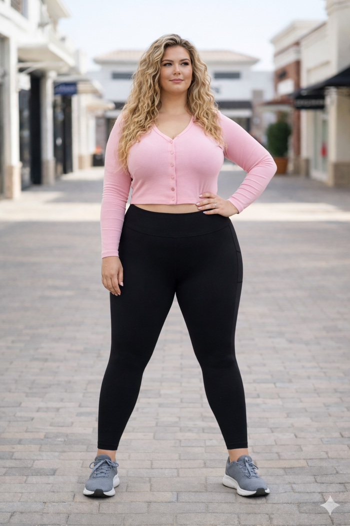 Buttery soft black leggings for women with high waistband