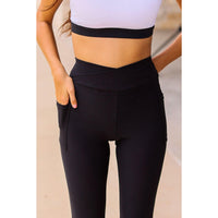 Crossover BLACK Pocket Full Length Leggings Round 4  - Luxe Leggings by Julia Rose®