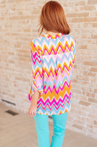 Lizzy Top in Orange Multi Chevron