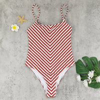 Tube Top One Piece One Piece Swimsuit Women Patchwork Striped Printed Swimsuit