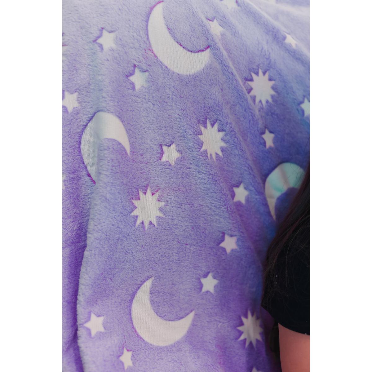 Ready to Ship | Purple Glow in the Dark Plush Flannel Blanket