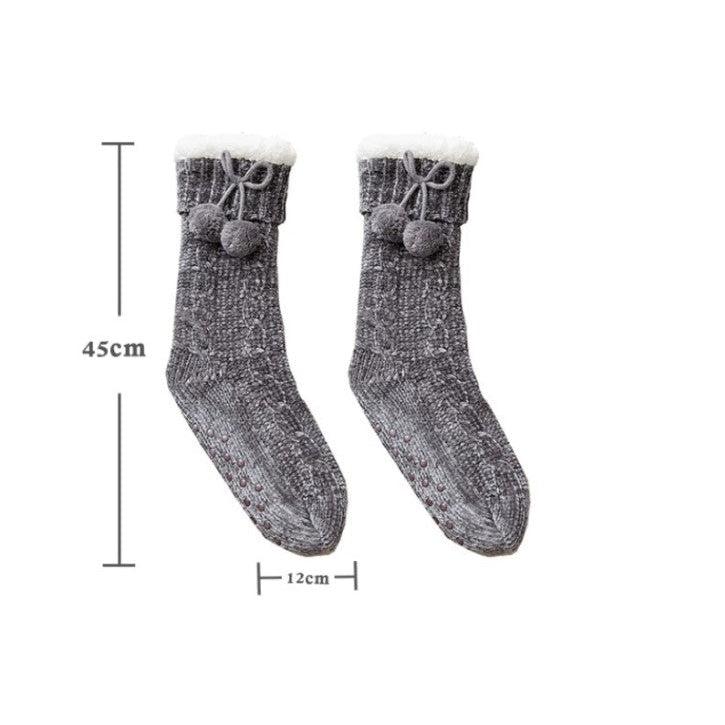 The Meredith - Cozy Fleece lined Pom Socks