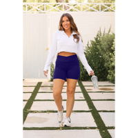 The Abby - NAVY Crossover Biker 5" Shorts  - Luxe Leggings by Julia Rose®