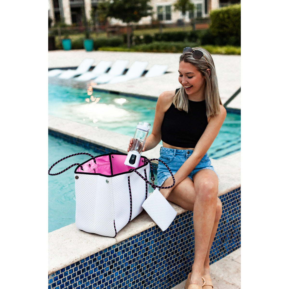 Ready to Ship | The Crystal - Gorgeous Neoprene Bag - White *