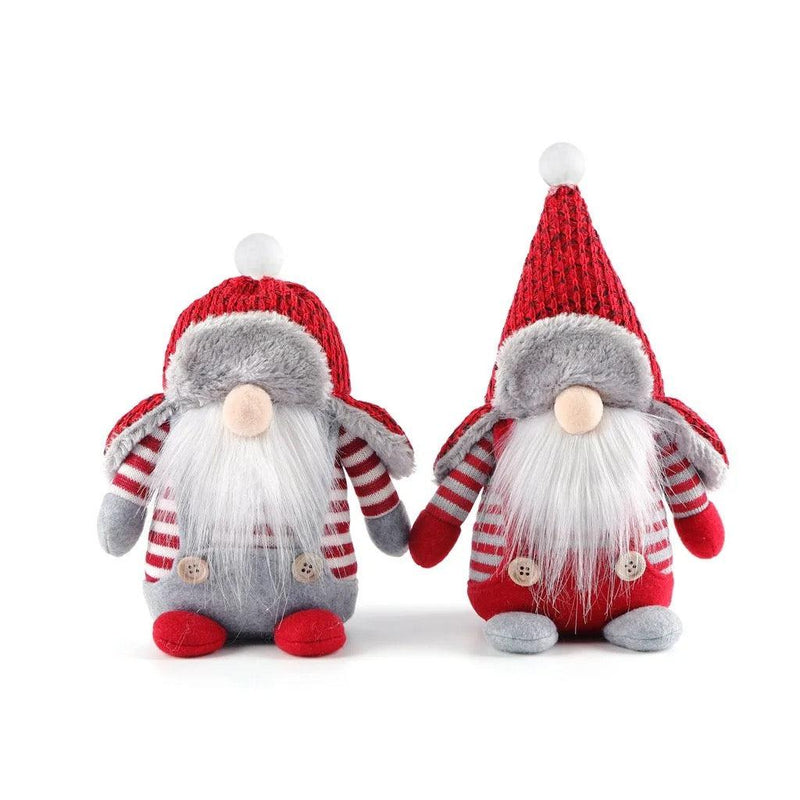 Ready to Ship | Red Knit Hat Striped Gnomes