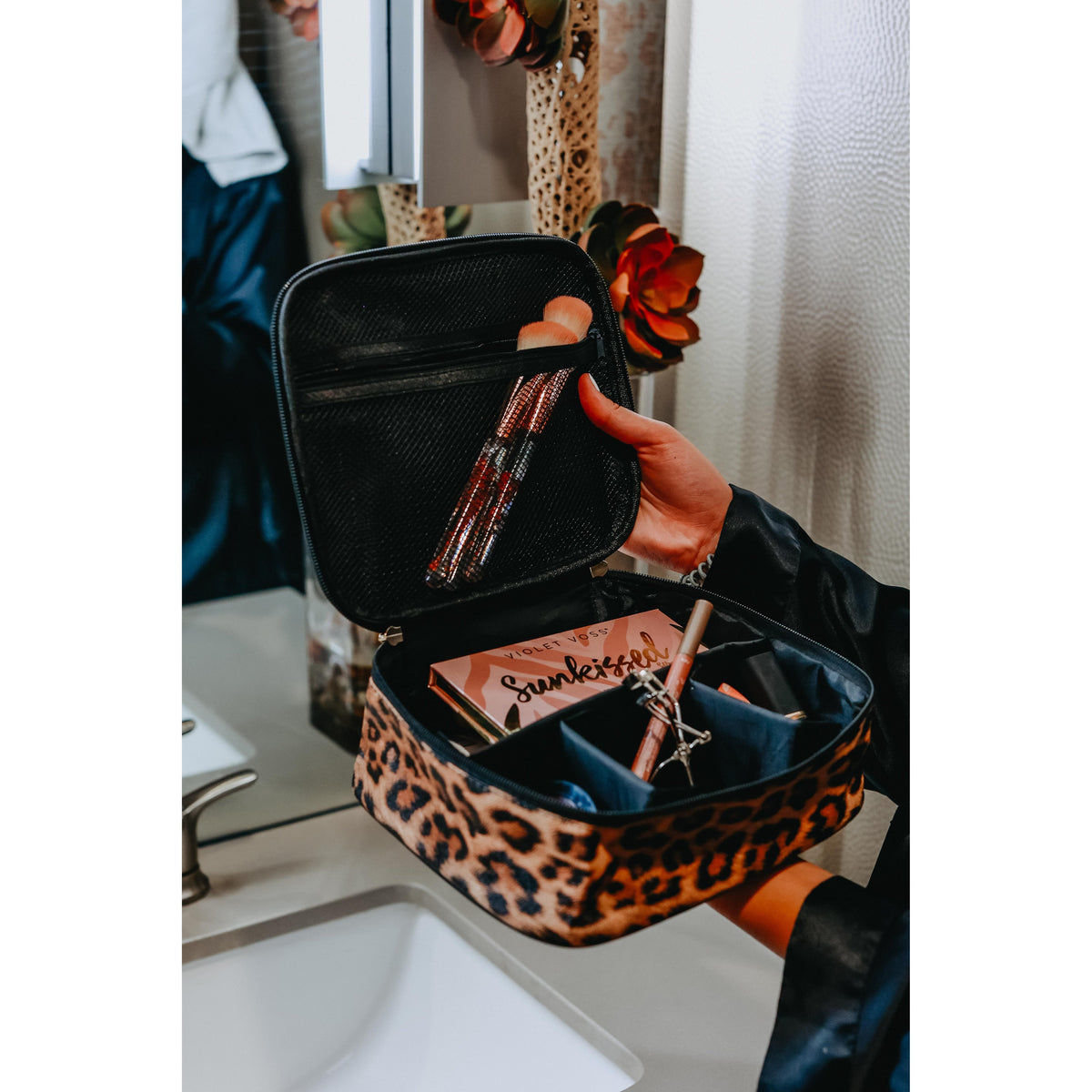 Ready To Ship | The Clarissa - Leopard Makeup Case and Organizer