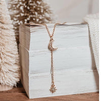 Ready to Ship | Dainty Moon & Star Pendant Necklace with Rhinestones