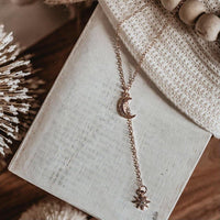 Ready to Ship | Dainty Moon & Star Pendant Necklace with Rhinestones